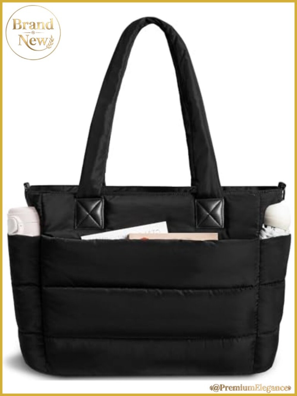 Puffer Quilted Tote Bag Women's Lightweight Waterproof Work Travel Handbag